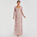 Mac Duggal 70224 Illusion Sleeve Floral Dress in Rose Pink Sz 10