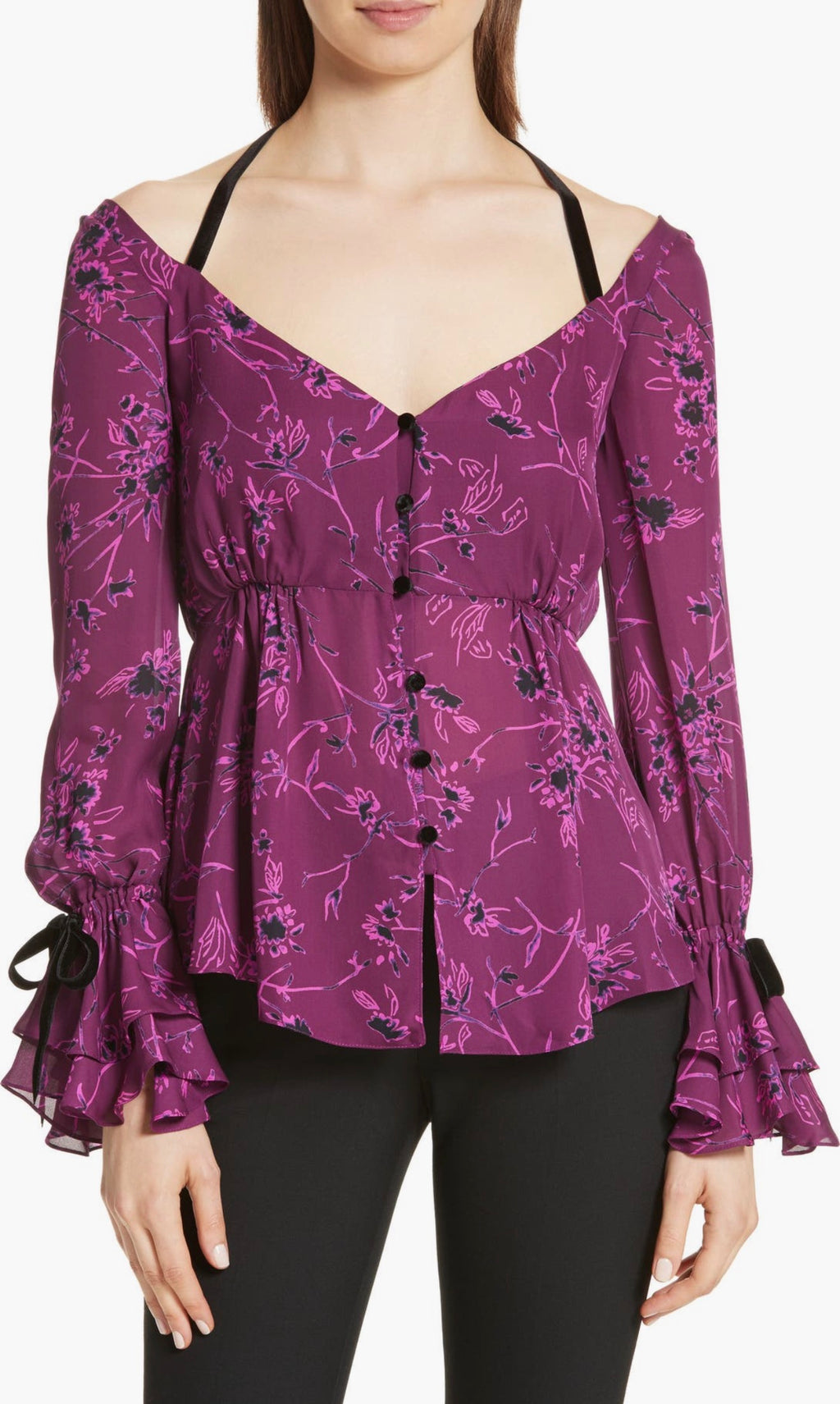 Cinq à Sept
Mabel Floral Print Silk Top Raspberry Multi $375