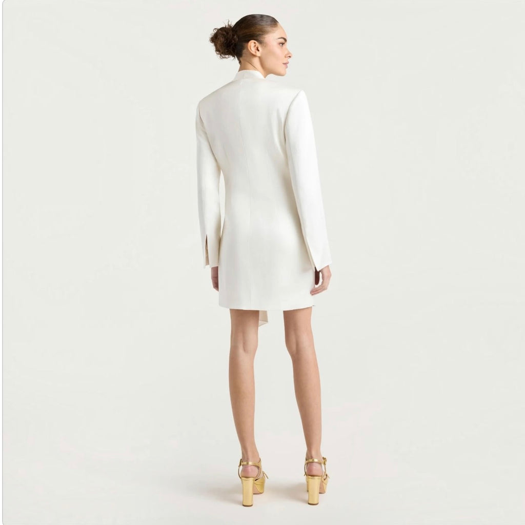 CINQ À SEPT Irma Ivory Satin Tie Front Mini Dress Size 8