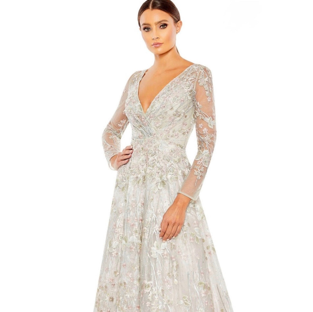 Mac Duggal 20402 Pastel Multi Embroidered Beaded Mesh Gown
Size 6