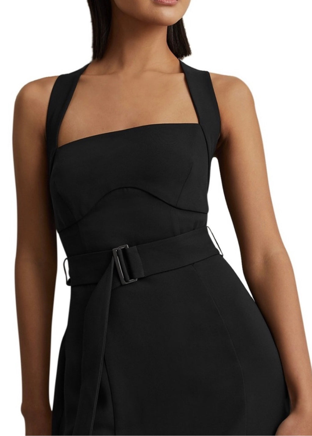 REISS
Nylah Cross-Back Bodycon Midi Dress black Sz 0 $385