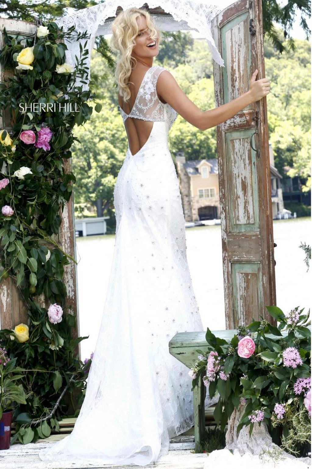 Sherri Hill Style 50069 Ivory Lace Mermaid Bridal Gown Size 2