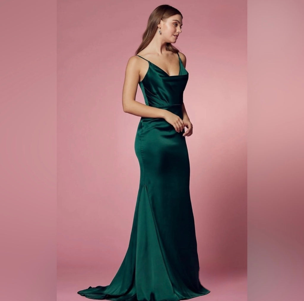 NOX ANABEL Simple Long Classic Dress with Cowl V-Neck in Green Sz 4
$249