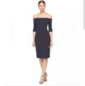 New! Milly Slim Off Shoulder Black Sheath Dress Sz 4 $440