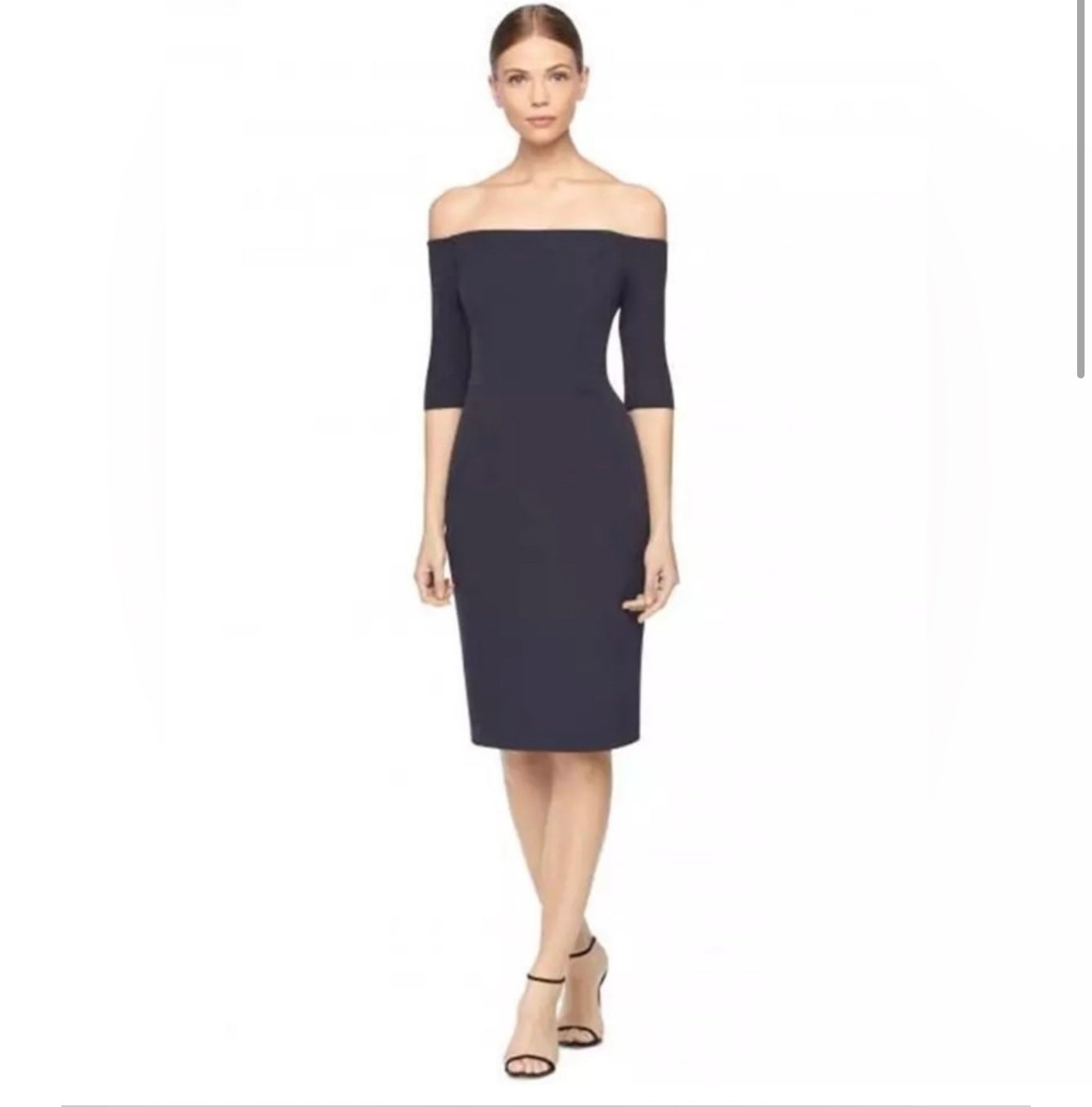 New! Milly Slim Off Shoulder Black Sheath Dress Sz 4 $440
