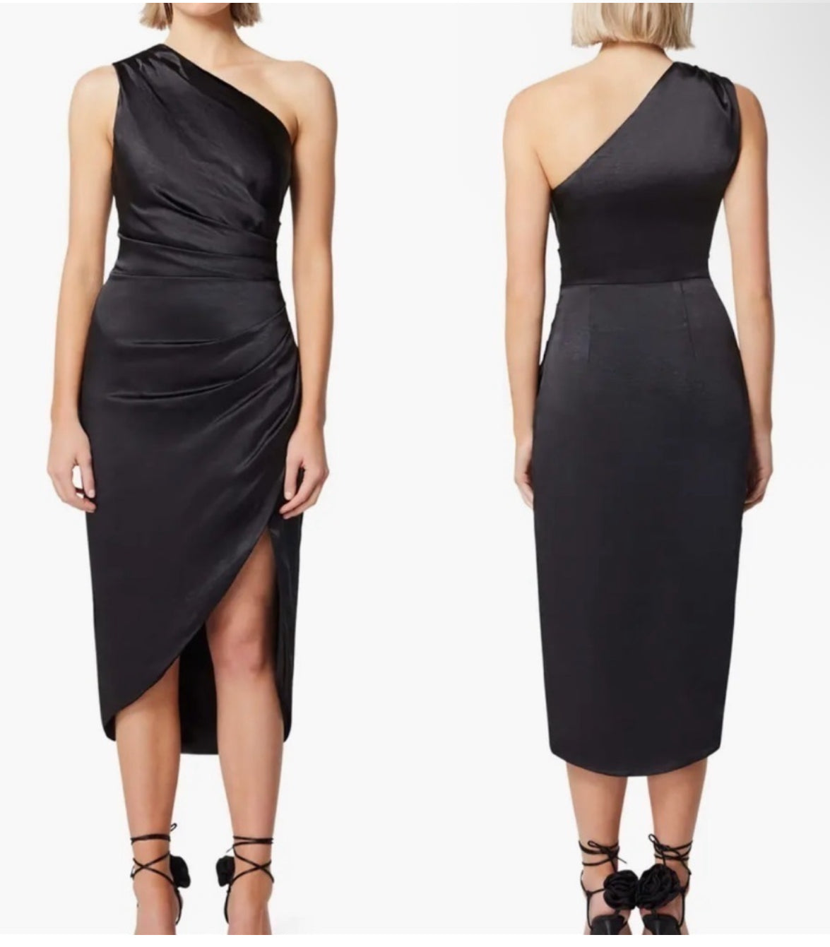 Elliatt Cassini One-Shoulder Midi Dress Black Sz XS $189