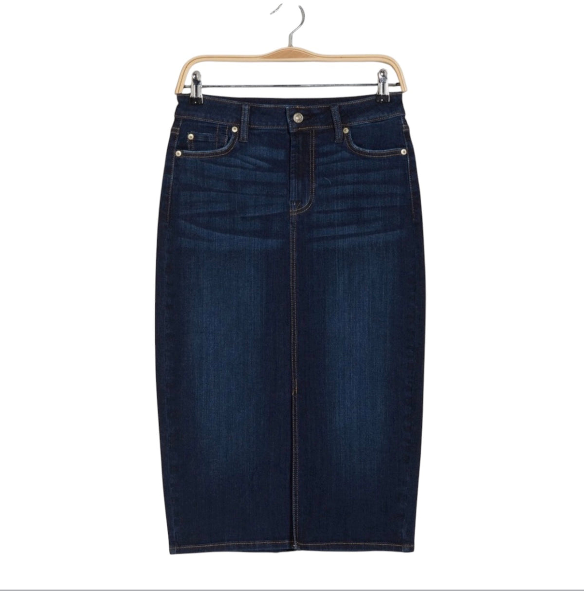 7 For All Mankind Easy Pencil Denim Skirt Dark Indigo Sz 31
