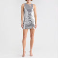 Avec Les Filles Rosette Sequin Sheath Dress Silver Size 2