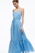 Alice + Olivia Jayda ruffled Lyocell-blend voile maxi dress Blue Sz 2 $ 495