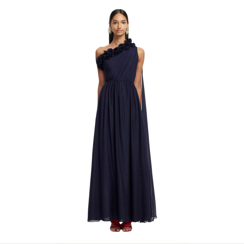 LEO LIN Jenni One Shoulder Maxi Dress Indigo US 2/AU 6
