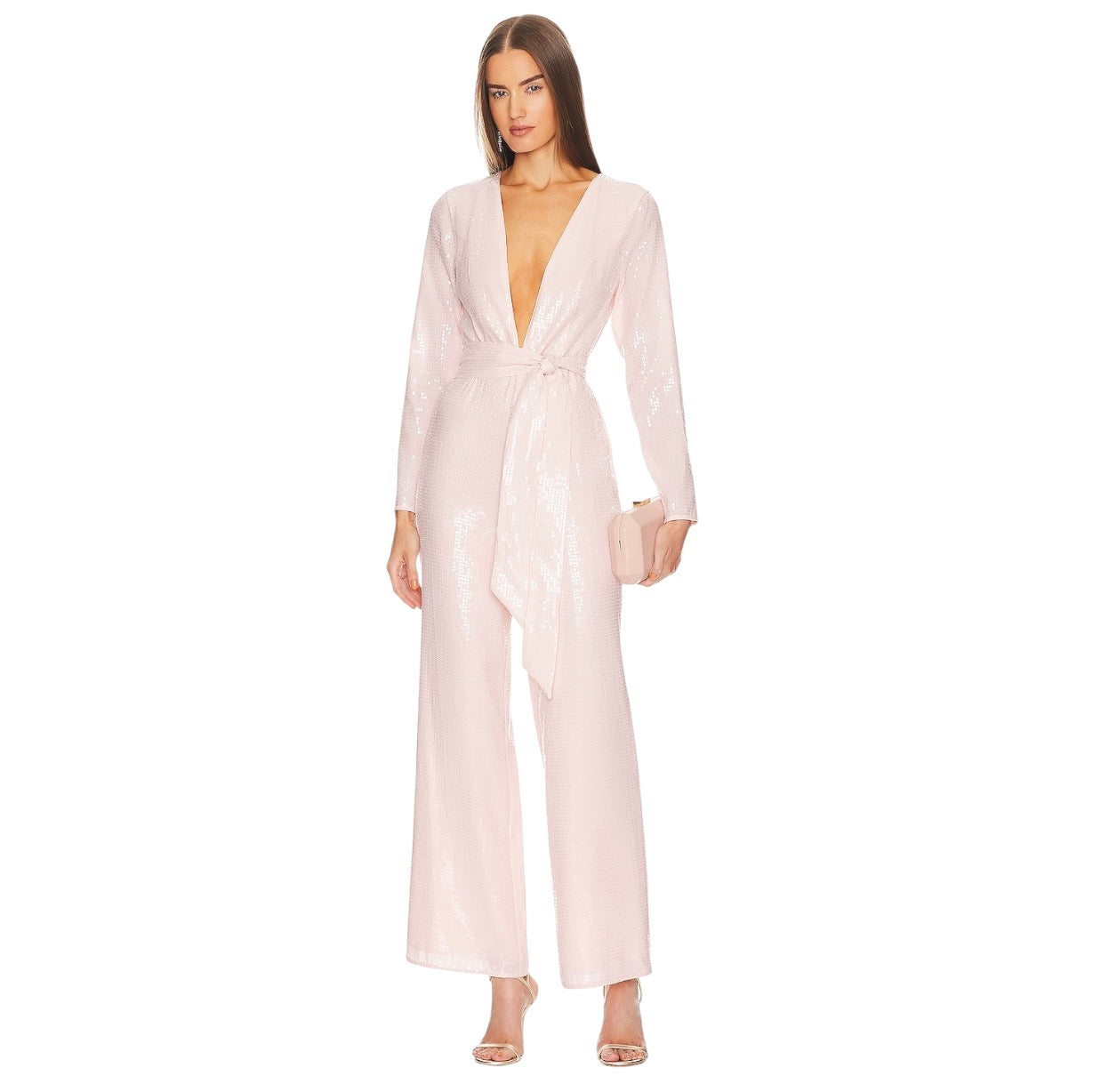 Lovers and Friends Leighton Sequin Jumpsuit Champagne Pink Size Small