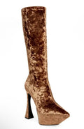 JEFFREY CAMPBELL 
Shego Knee High Platform Boot - Taupe Crushed Velvet Sz 9.5 $255
