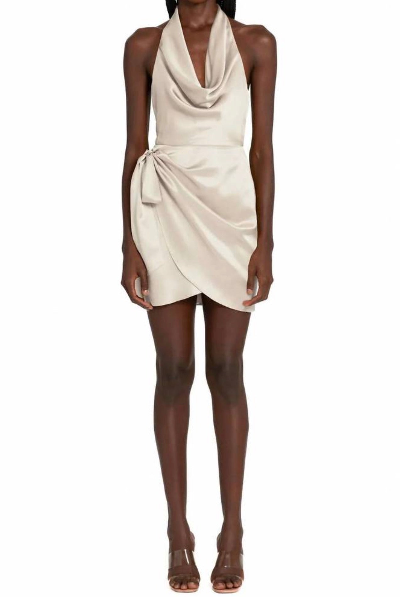 Amanda Uprichard Martine Silk Mini Dress Chalk Open Back Size Large $299