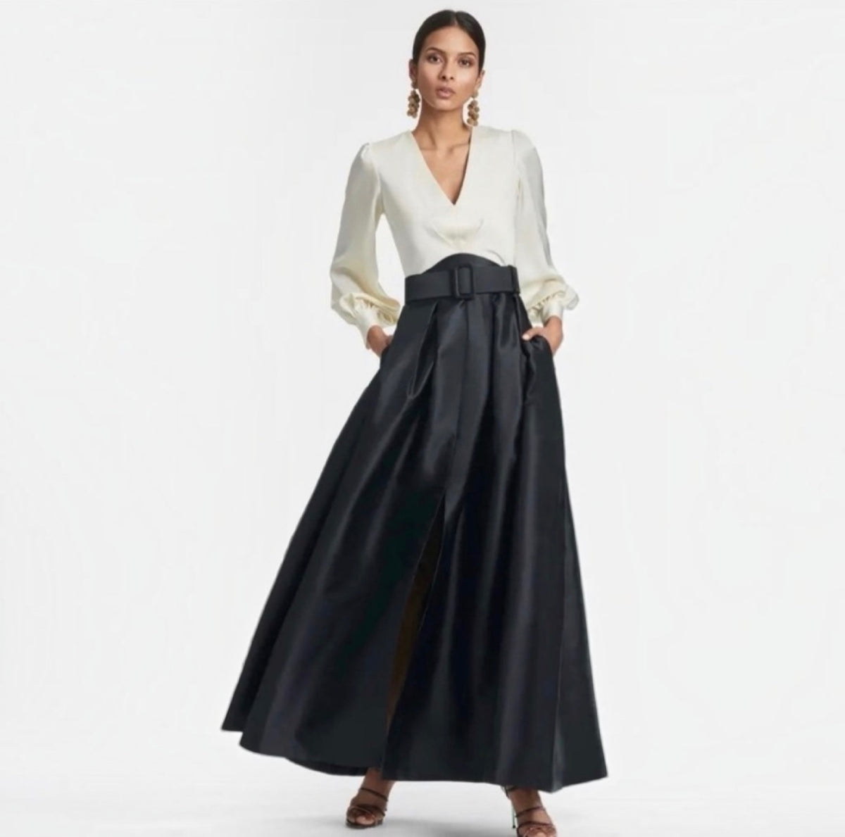Sachin & Babi Zoe Mikado Ball Gown Ivory Black