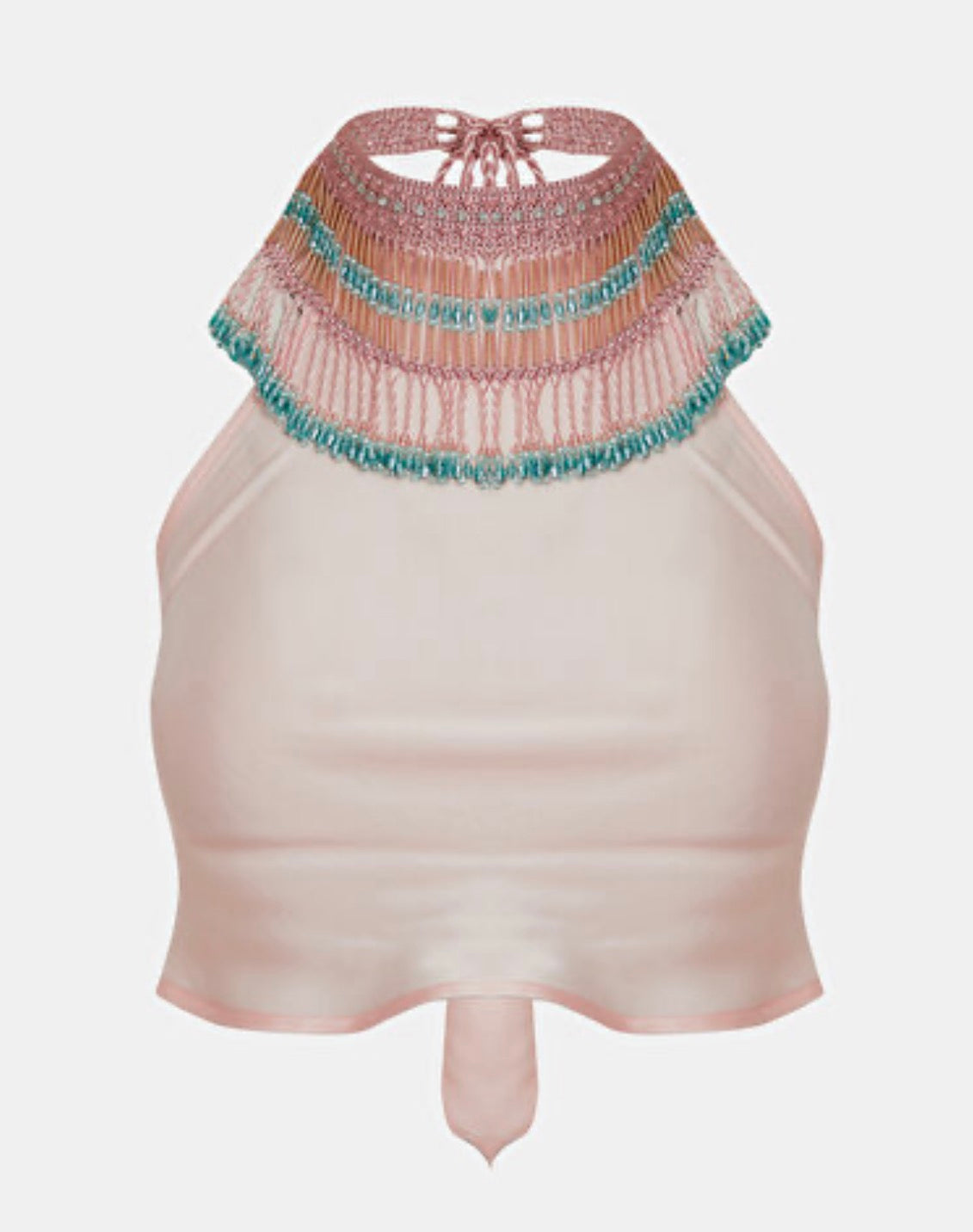 NWT My Beachy Side Emily in Paris Beaded Halter Top Pink Medium $265