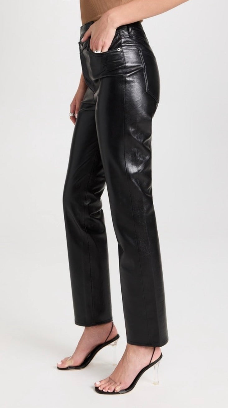 AGOLDE Black Leather Crisscross Straight Pants Sz 26