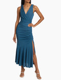 Cinq à Sept
Mika Surplice Ruched Midi Dress in  Midnight Rain sz 2 $395