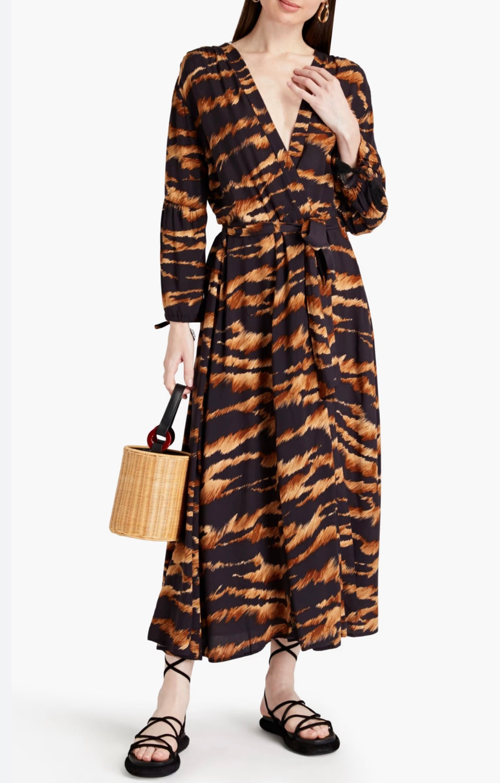 Melissa Odabash Gabby Tiger Print Maxi Kaftan Dress XS NWT $605