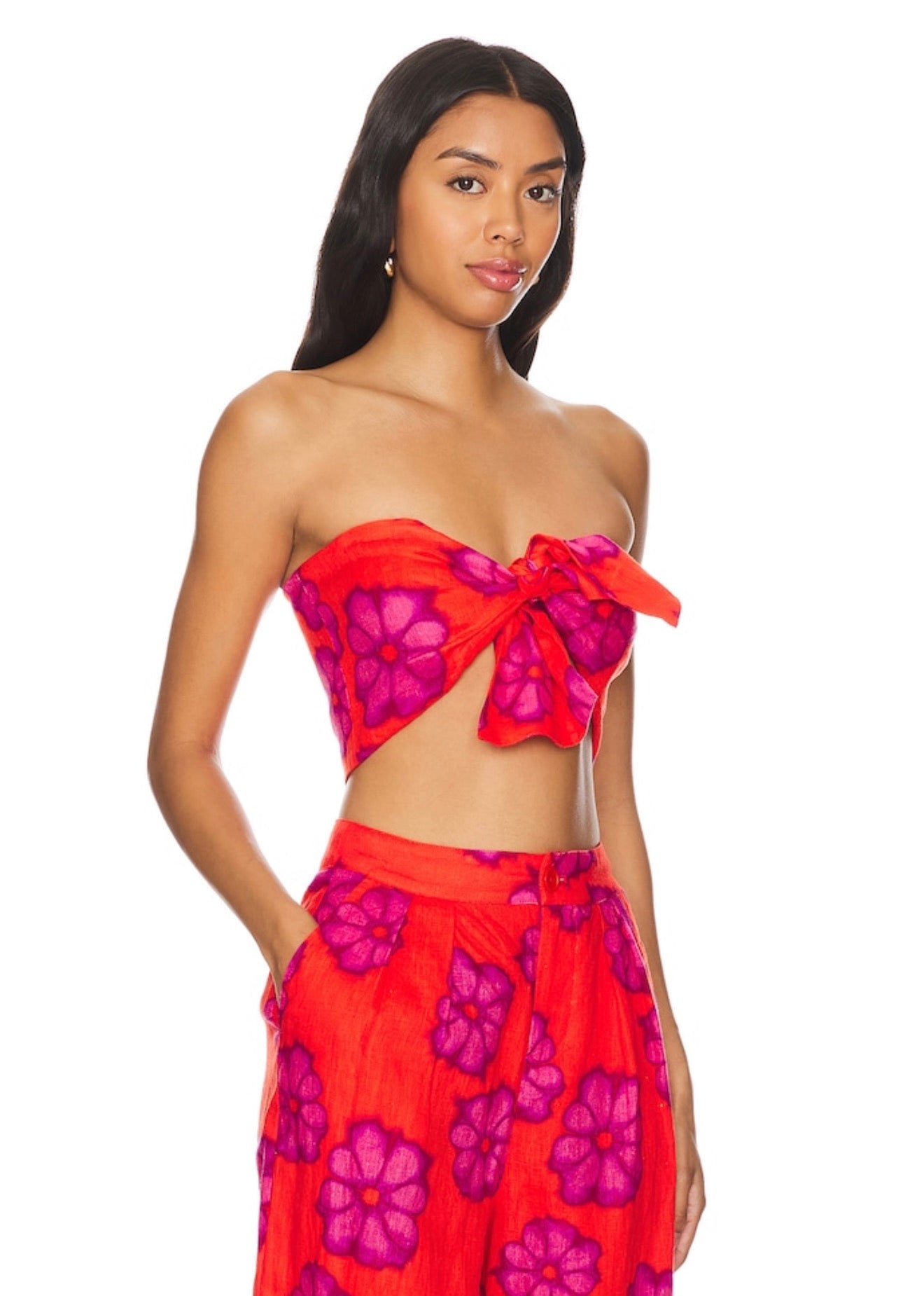 RHODE Toni Top in Scarlet Bombay Bloom $245