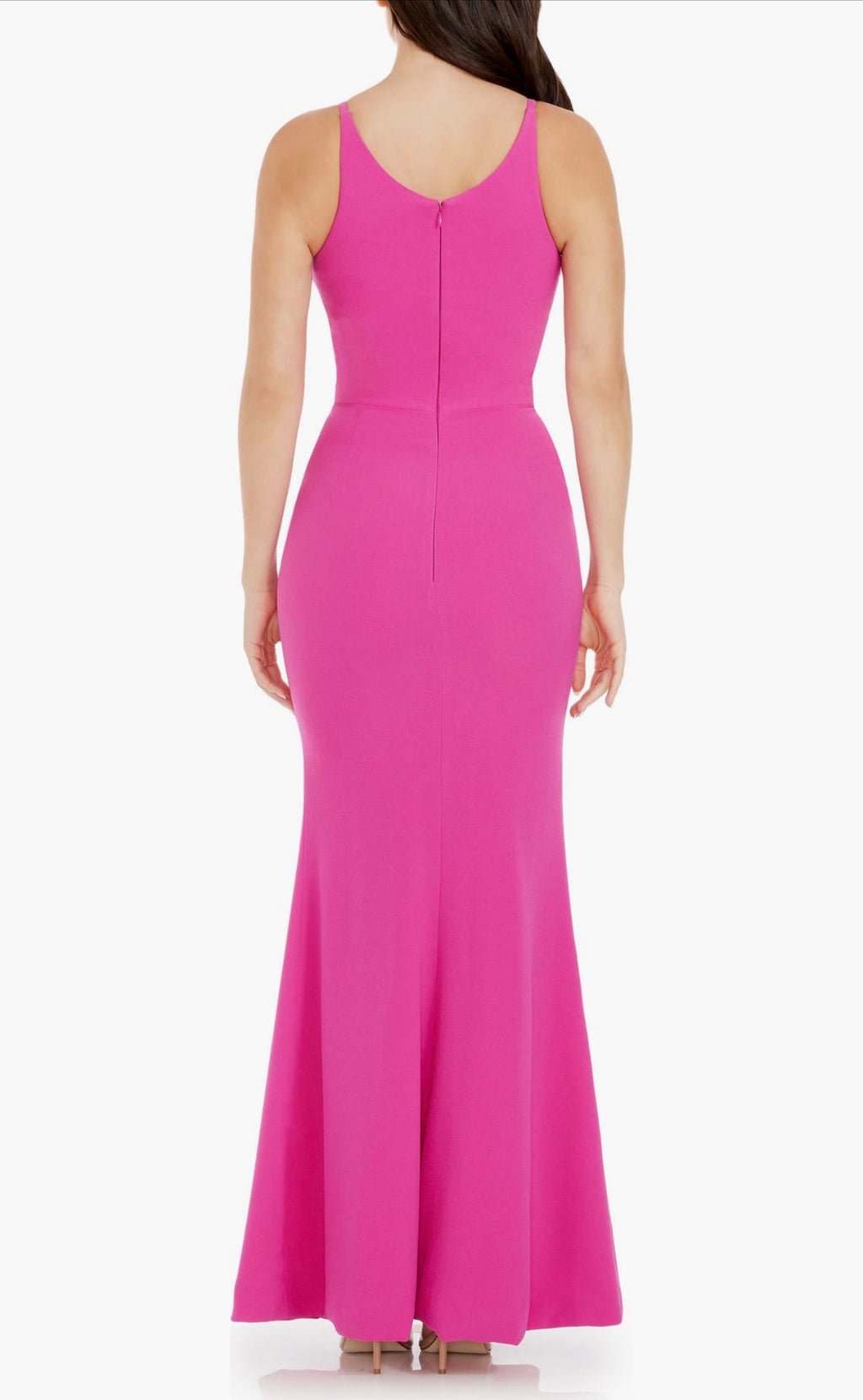Dress the Population Iris Slit Crepe Gown Bright Fuchsia Small $198