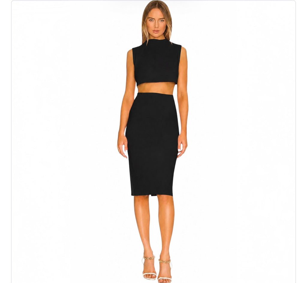 MOTHER OF ALL Lilian Heart Dress Black Cutout Midi Dress Sz Medium