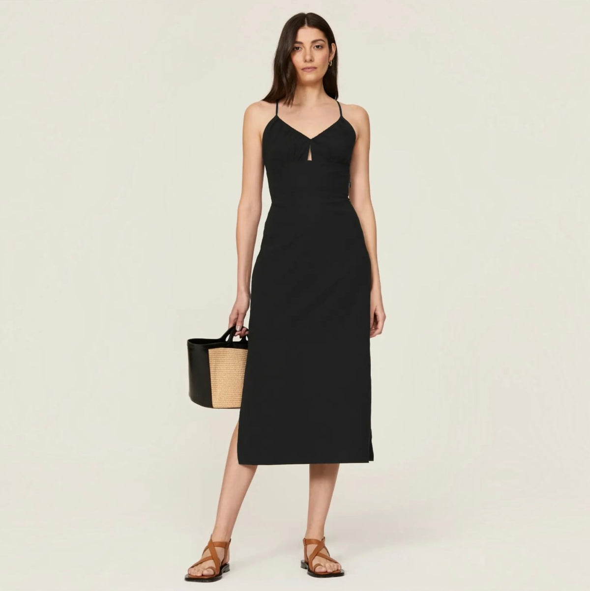 SAMSØE SAMSØE Holly Black Cutout Open Back Midi Dress XL