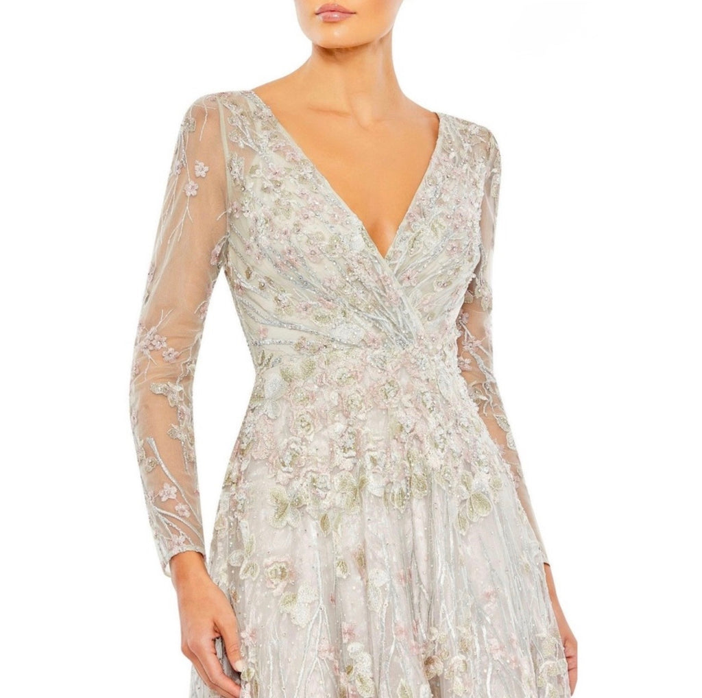 Mac Duggal 20402 Pastel Multi Embroidered Beaded Mesh Gown
Size 6
