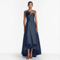 Sachin & Babi Blakely Gown Navy Hi-Lo Floral Detail Sz 14