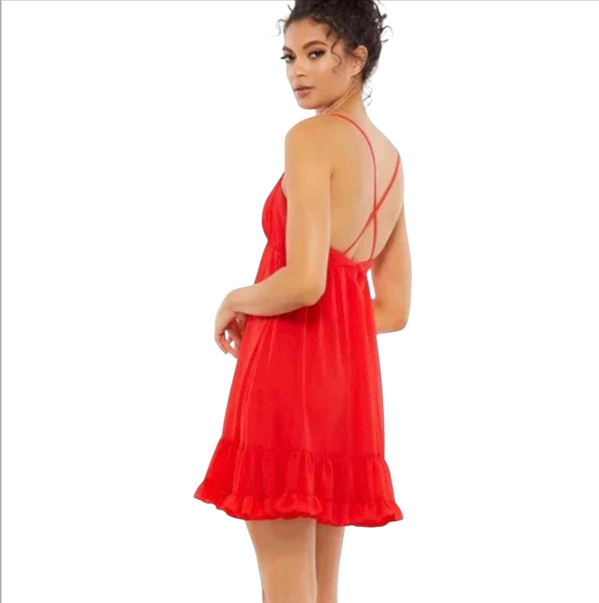 Ieena for MAC DUGGAL Ieena Red Chiffon Babydoll Dress Style 70194 Sz 10