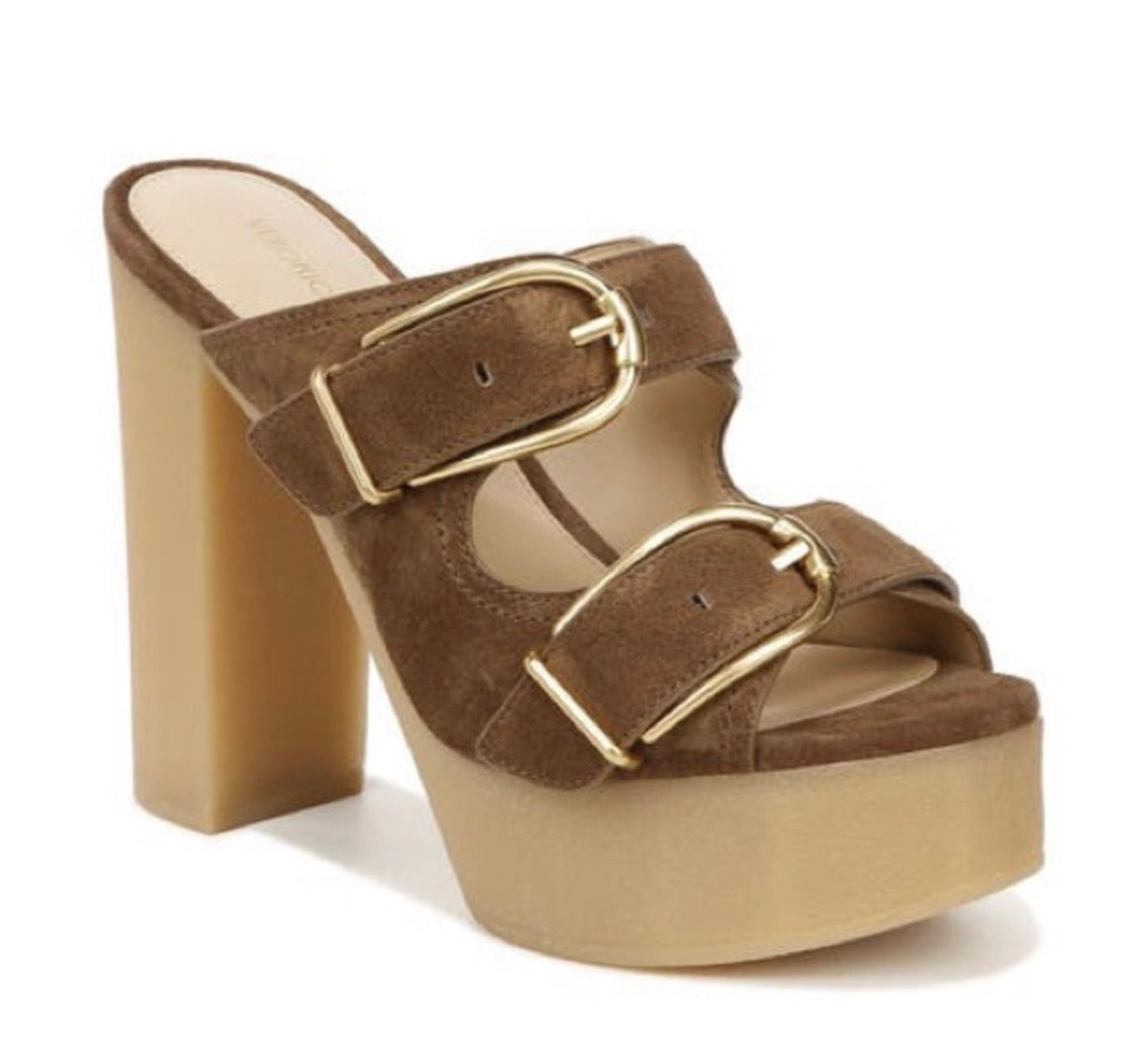 Veronica Beard Garrick Platform Slide Sandals Mocha Brown Suede Size 10 $395