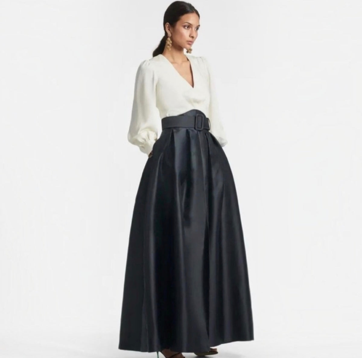 Sachin & Babi Zoe Mikado Ball Gown Ivory Black