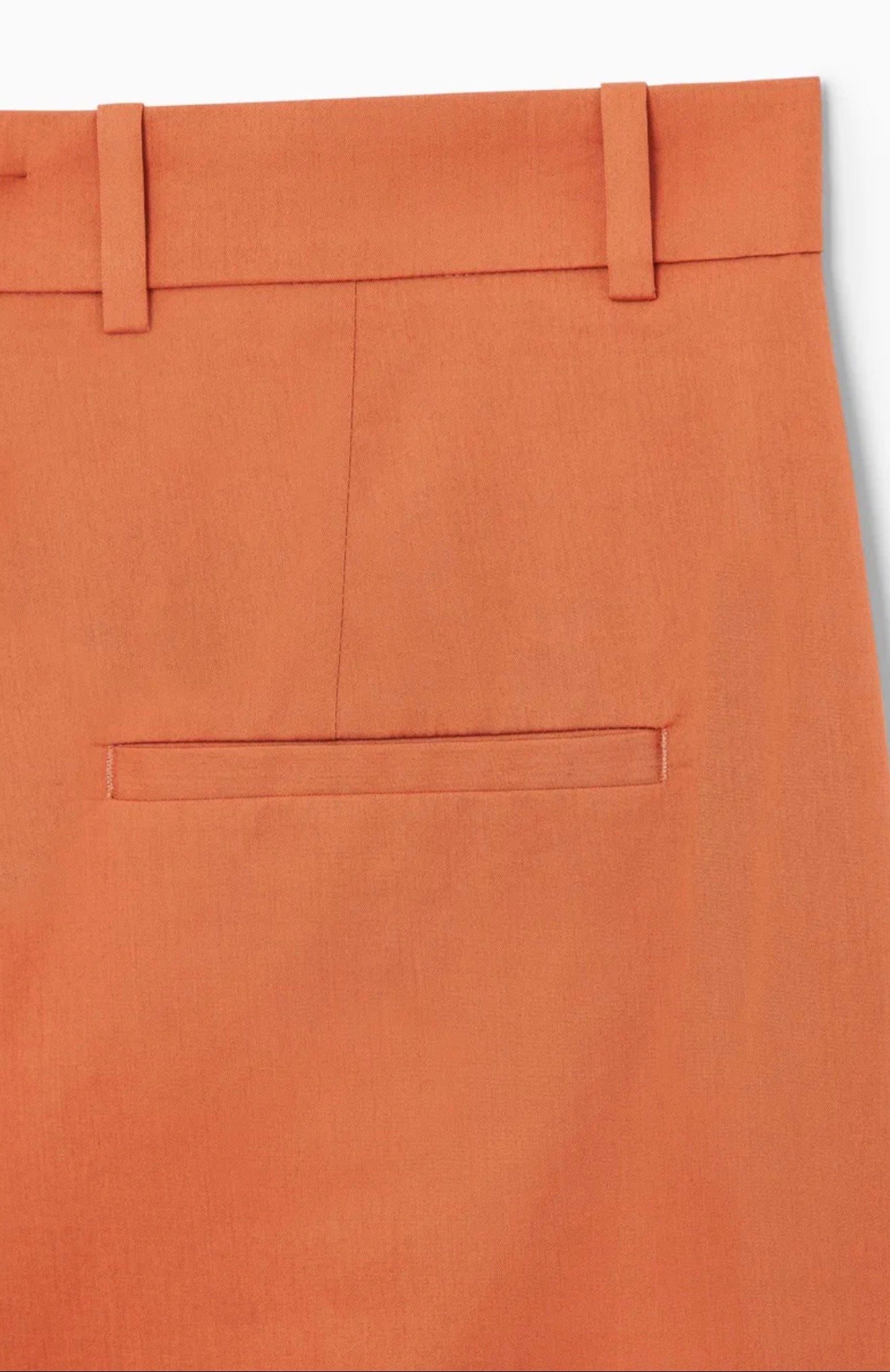 COS Pleated Wide-Leg Cotton Trousers Rust Orange Size 12