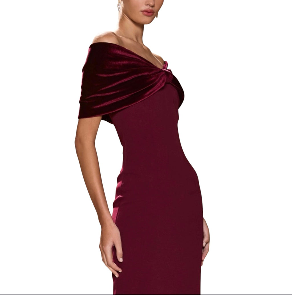 Sonya Moda Belluno Off-Shoulder Maxi Dress Redwood Size Large