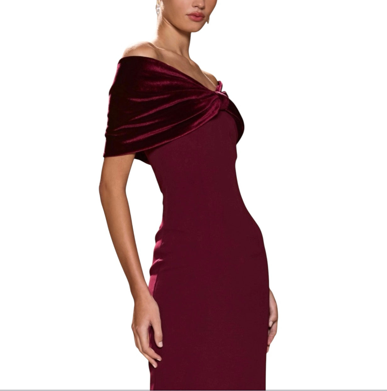 Sonya Moda Belluno Off-Shoulder Maxi Dress Redwood Size Large