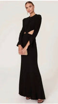 Ieena Mac Duggal 67944 Long Sleeve Puff Shoulder Cut Out Gown Sz 6 $398