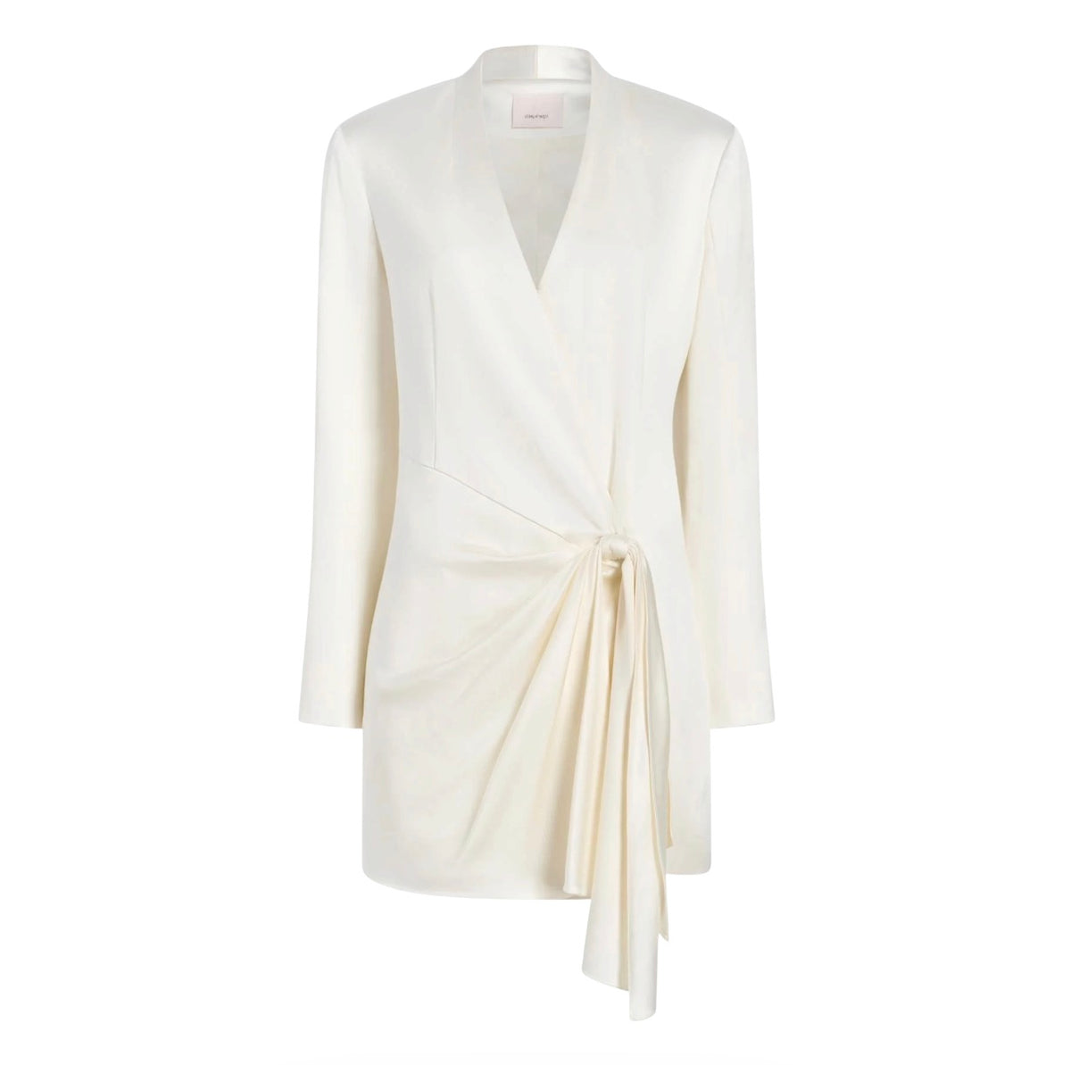 CINQ À SEPT Irma Ivory Satin Tie Front Mini Dress Size 8