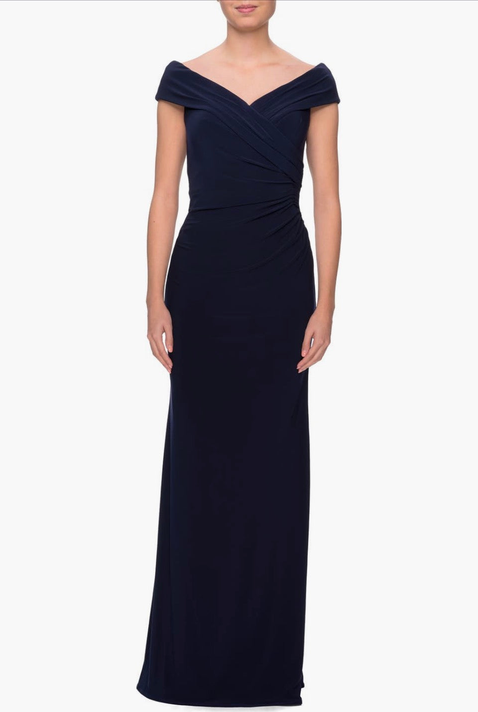 La Femme
Off The Shoulder
Jersey Dress with Ruching Sz 14 $298