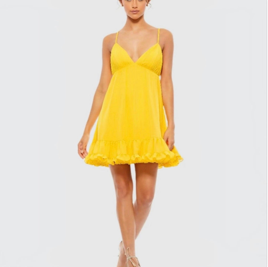 IEENA FOR MAC DUGGAL Mango Chiffon Babydoll Mini Dress Style 70194 Sz 2