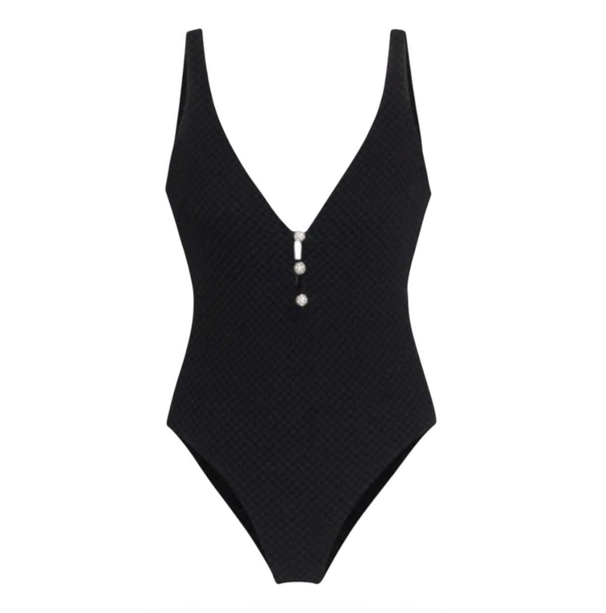 Leslie Amon Rita Swarovski crystal-embellished seersucker swimsuit Sz Small