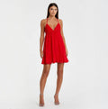 Ieena for MAC DUGGAL Ieena Red Chiffon Babydoll Dress Style 70194 Sz 10