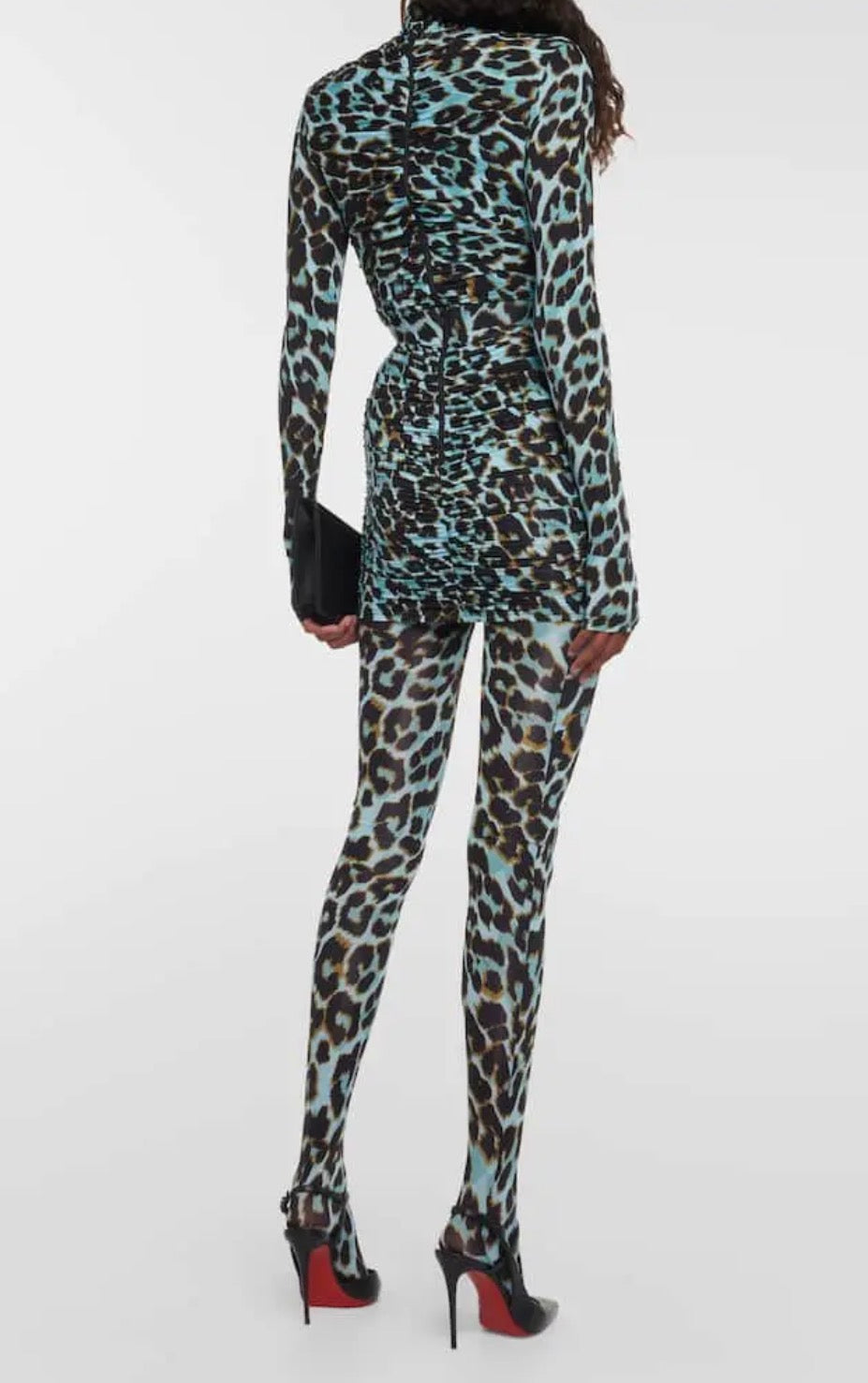 ALEX PERRY Cadie Leopard Print Tights Blue UK 8 US 4 $650