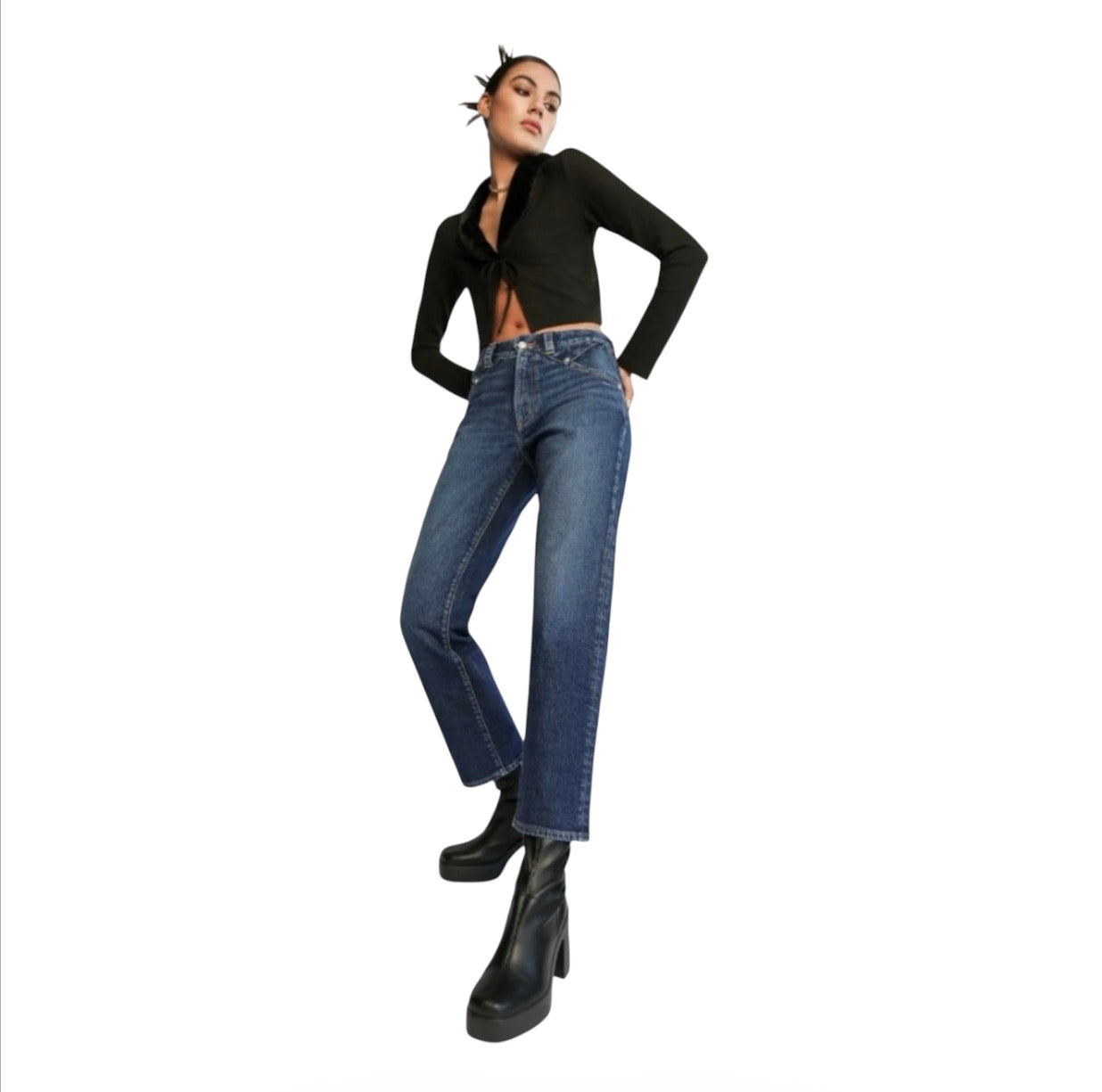 Daily Blue Nidra High-Rise Slim Barrel Jeans