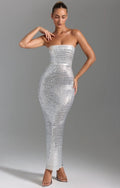 Oh Polly Amaya Embellished Bandeau Maxi Dress
Size US 2 White/Silver Crystal Embellished