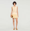 SANDRO Vanilla Pleated Crop Top & Mini Skirt Set FR 42 US 10