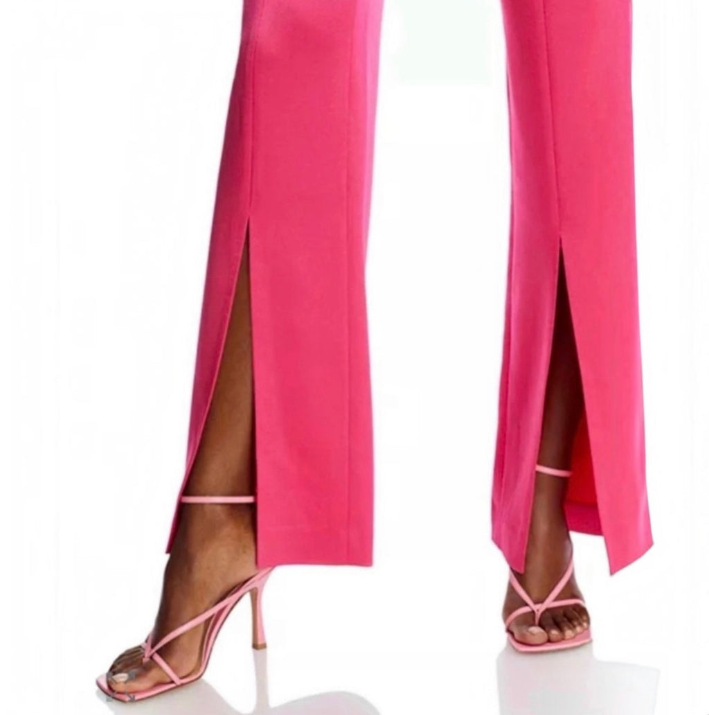ALICE + OLIVIA Jody Satin High
Waist Slit Front Pants Pink Sz 8