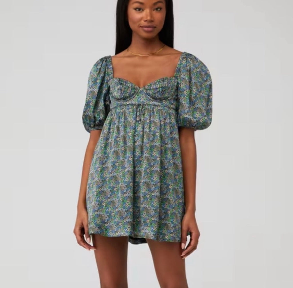 For Love & Lemons Alisa Mini Dress in Green Sz XS