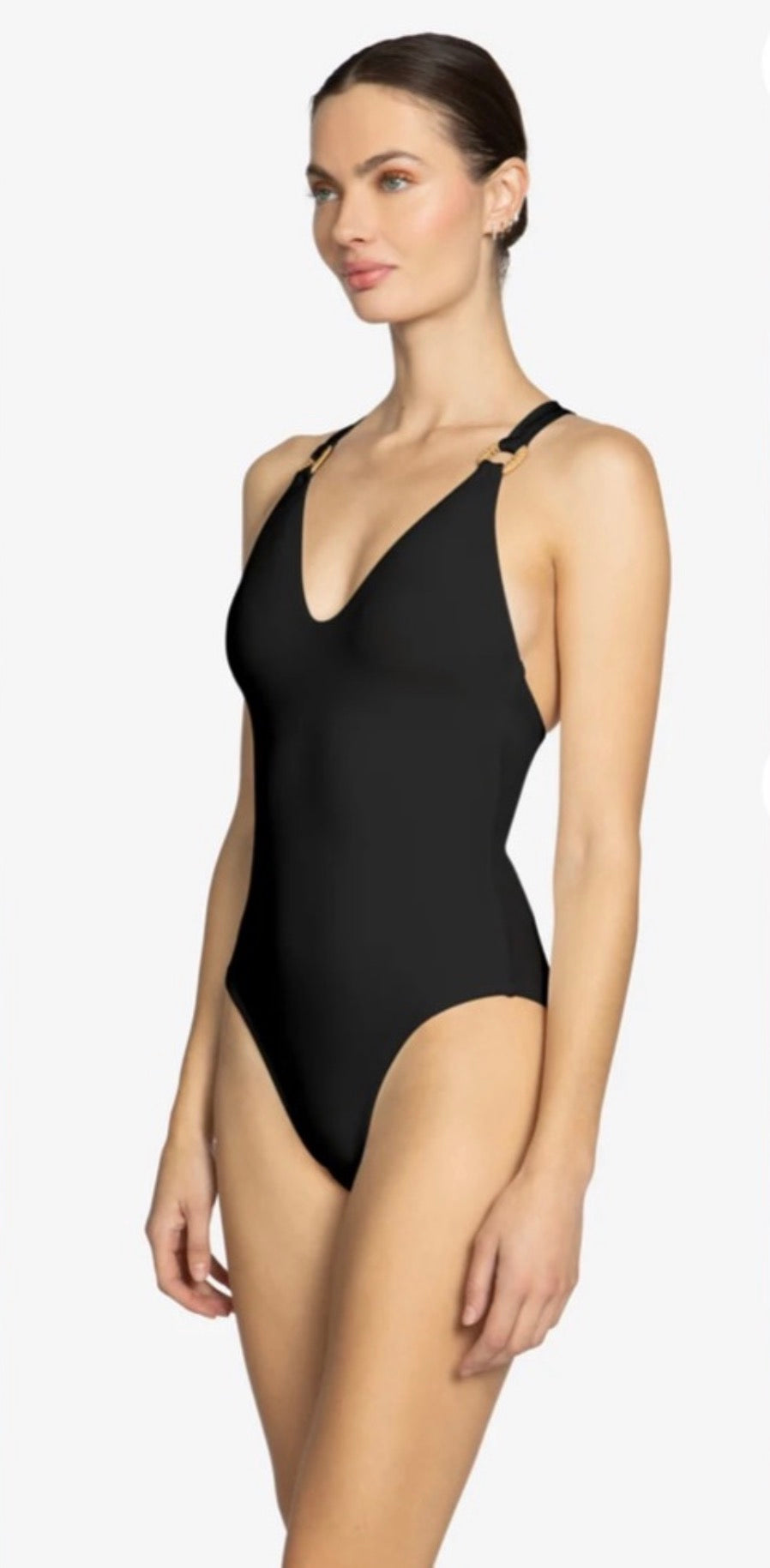 New! Robin Piccone Margot Lace-Up Back One-Piece Swimsuit Black Sz 8 $168