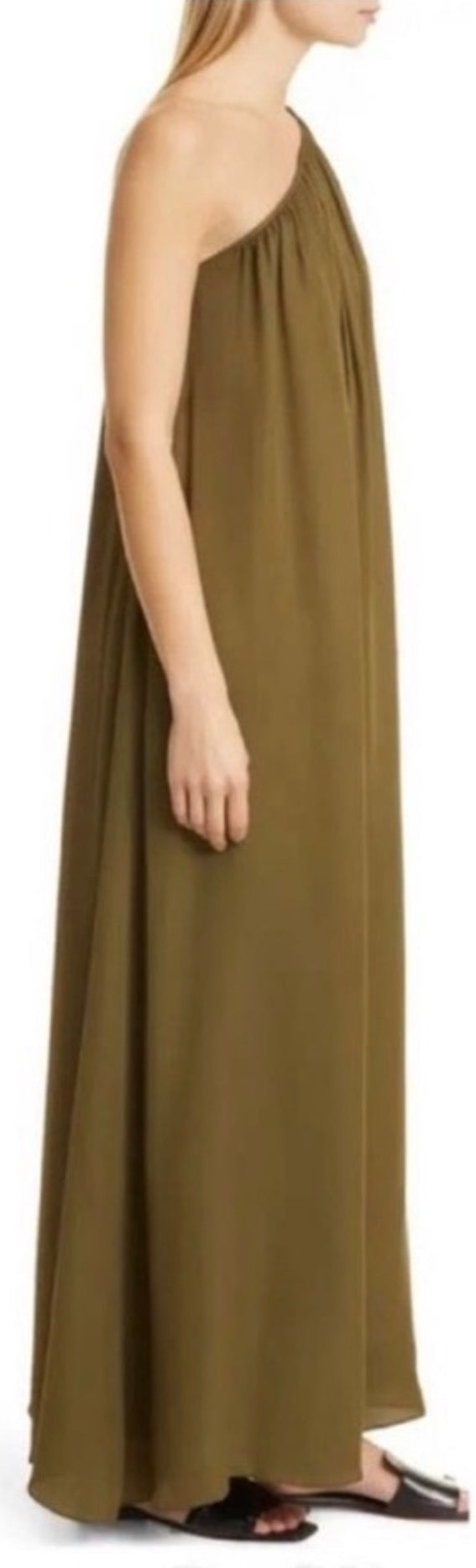 TWP Dinner at Mackizi Silk Chiffon One-Shoulder Maxi Dress Olive
Green NWT Size S $850