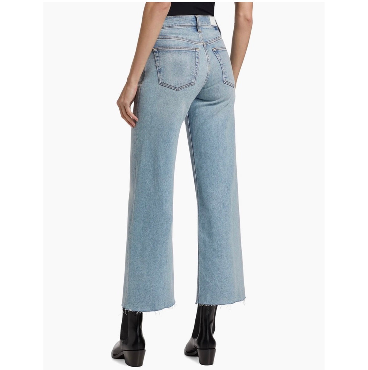 Re/done Mid-Rise Stretch Wide-Leg Crop Jeans in Undertow Sz 32