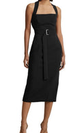 REISS
Nylah Cross-Back Bodycon Midi Dress black Sz 0 $385